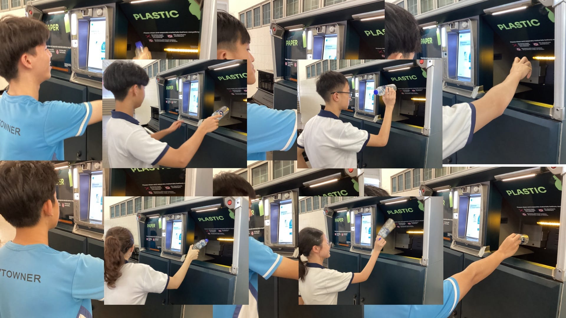 Students using the Recycling machine